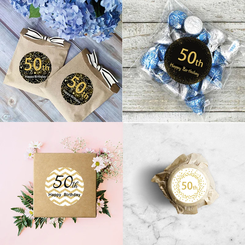 50th Happy Birthday Stickers Party Decorations 50days Kids Adult 50 Years Old Birthday Celebration Seal Labels Sticker