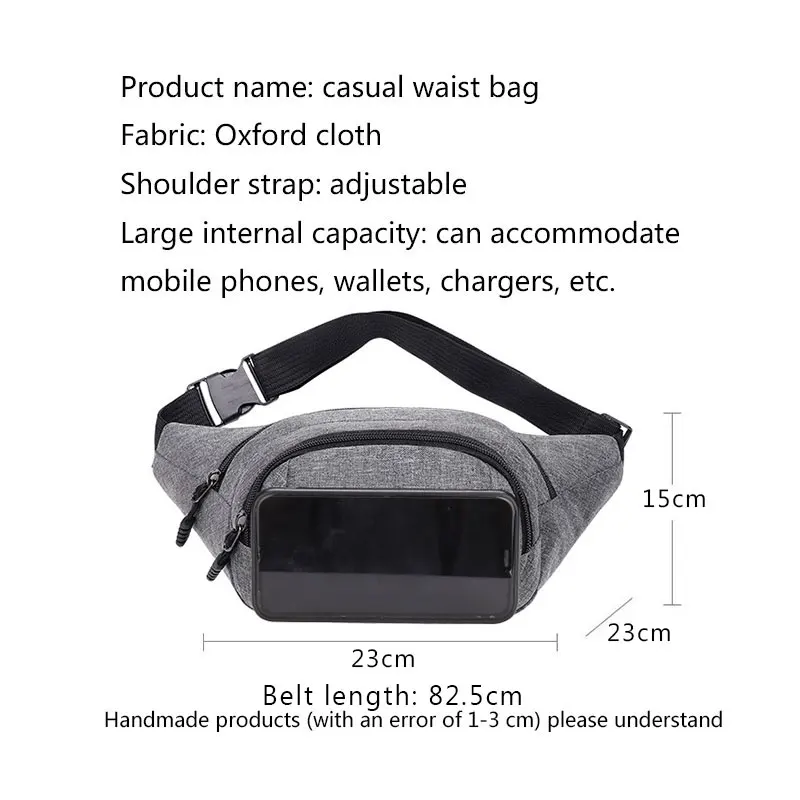 YoReAi New Men'swaist Pockets Multifunctional Outdoor Run Chest Bags Fashion Leisure Large Capacity Women's Oxford Crossbody Bag