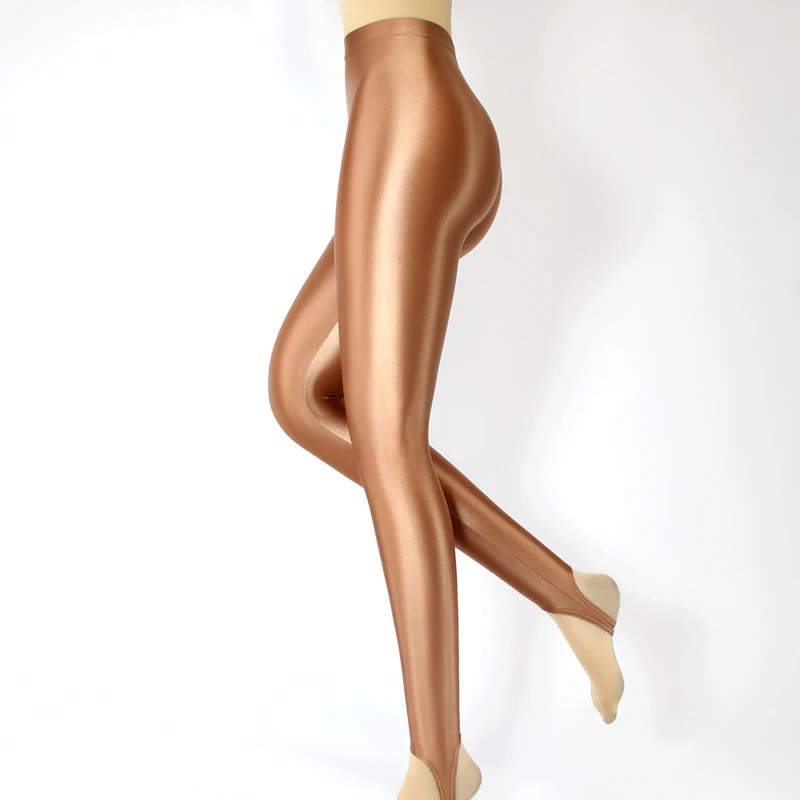 Satin Glossy Pantyhose Sexy Shiny Yoga pants leggings sport tights women fitness High Waist Tights Step-on-the-foot Elasticity