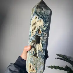 Natural Large Moss Agate Crystal Tower Natural Crystal Wand Reiki healing