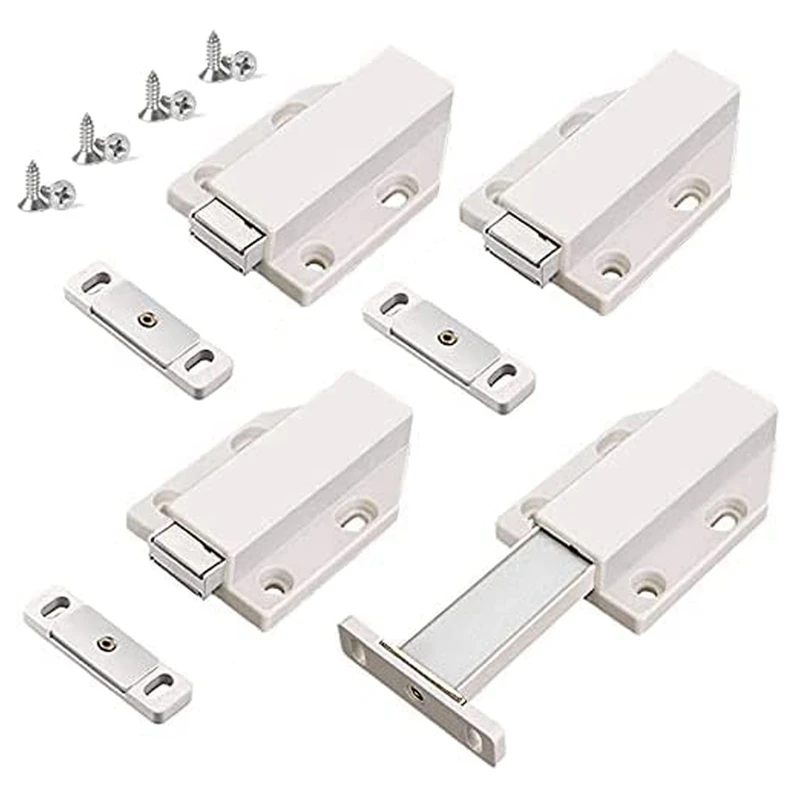 ABSF Push Latch Heavy Duty 4 Pack Push to Open Cabinet Hardware Magnetic Contact Latches for Large Door Push