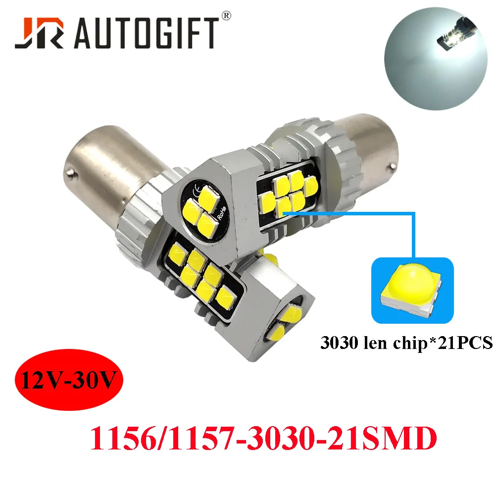 

10PCS NEW 12V-30V Car-styling 3030 len chip 21SMD 1156 1157 Base Type Led Bulb White Parking Brake lamp Backup Turn Tail Light