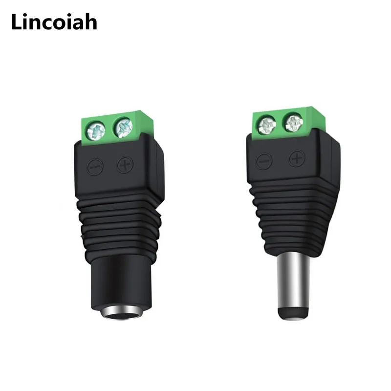 5 Male / 5 Female DC Connector 2.1mm x 5.5mm DC Power Cable Jack Adapter Connector Plug For CCTV Camera LED Strip Light Etc.