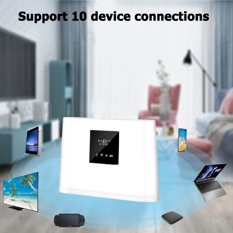 KuWFi 4G Router 150Mbps Wireless Wifi Router Com Slot Para Cartão SIM & Porta RJ45 Antenas Externas Embutidas Suporte 10 Usuários WiFi