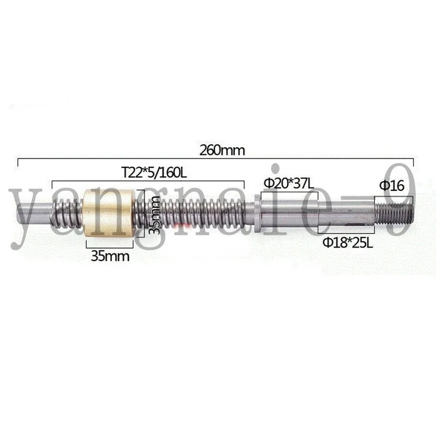 1Set CNC Lathe Part Tailstock Lead Screw & Nut C6132C6140A1 Total Length 260mm New