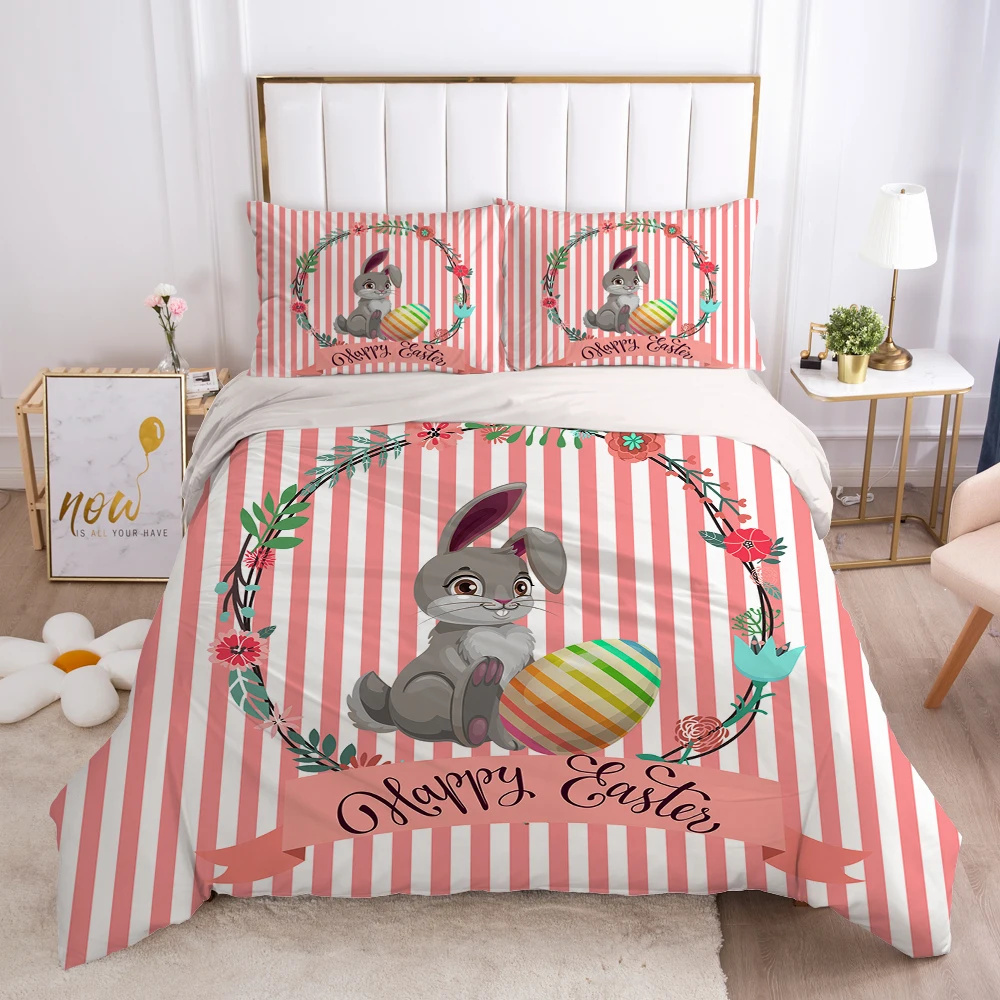 2/3pcs Duvet cover set pillow case Bedding set Queen King Euro Bed linens 220x240 140x200 240x260 Bed set Eastey Pink bunny