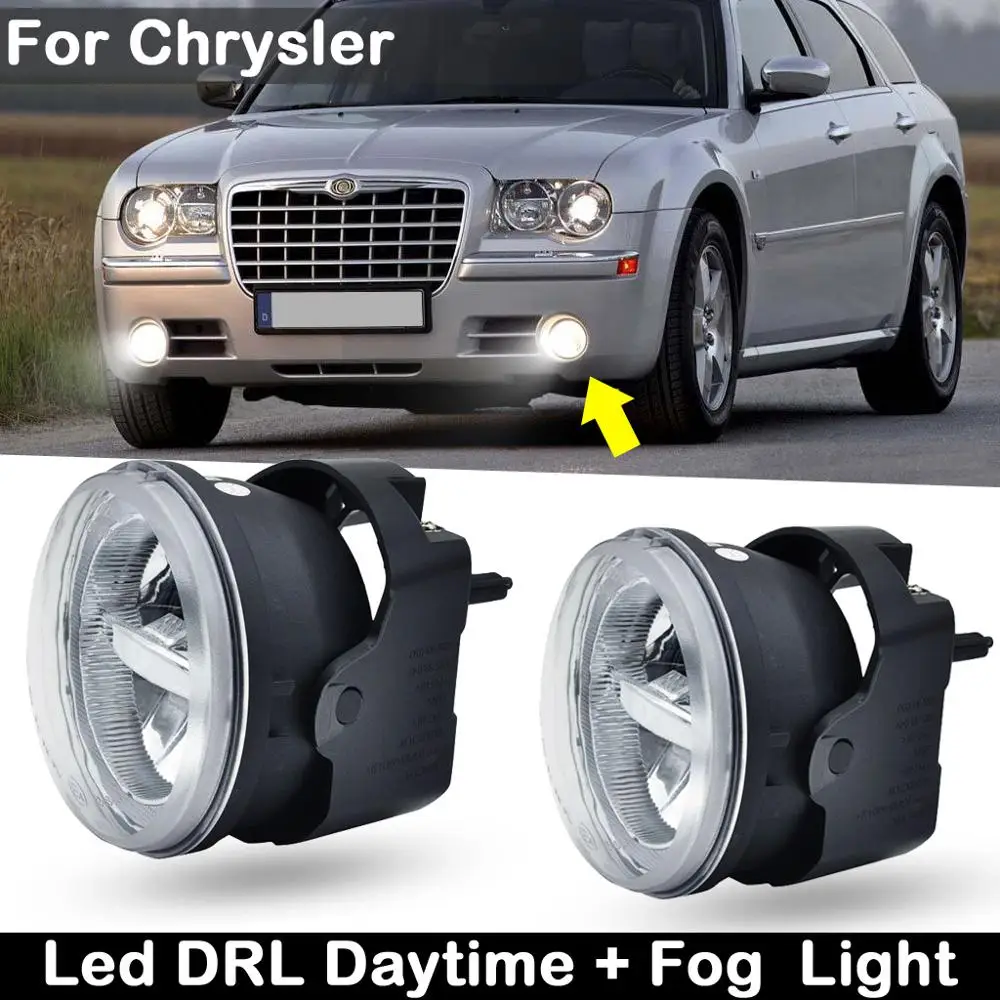 2 uds para Chrysler 300 Base Sedan 300C Sedan 2 en 1 LED blanco de alto brillo luz de circulación diurna DRL y lámpara antiniebla de conducción