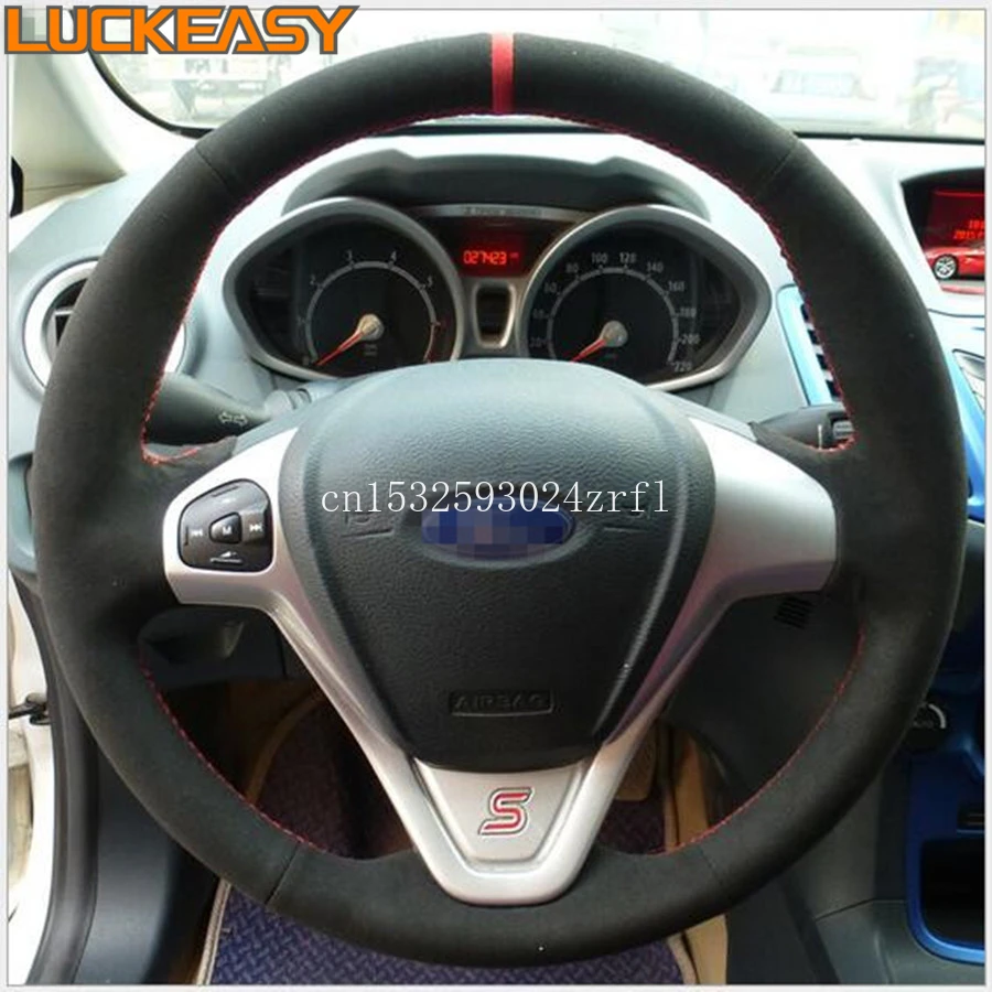 

Black Suede Hand-stitched Car Steering Wheel Cover for Ford fiesta ST ESCORT EcoSport