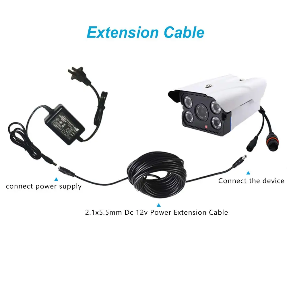 10ft 5.5mm x 2.1mm fêmea para macho dc 12v cabo de extensão de energia para câmeras de segurança cctv ip câmera dvr presente de usb para dc 5.5mm