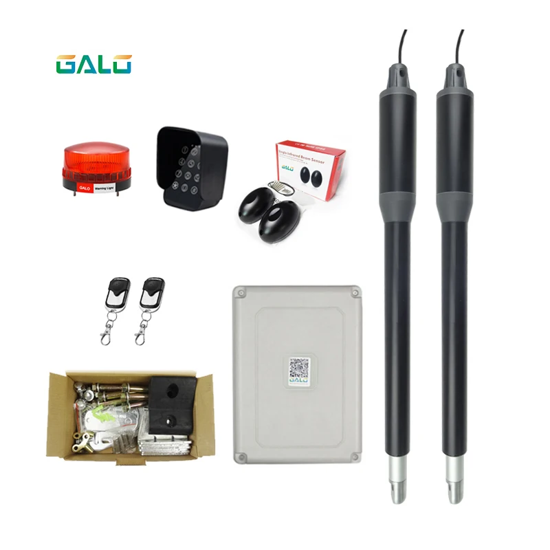 GALO PKM-C05 Dual Swing Gate Opener Kit, Solar system, Receiver & Photocell, Gate Sensor Included!(Color kit optional)