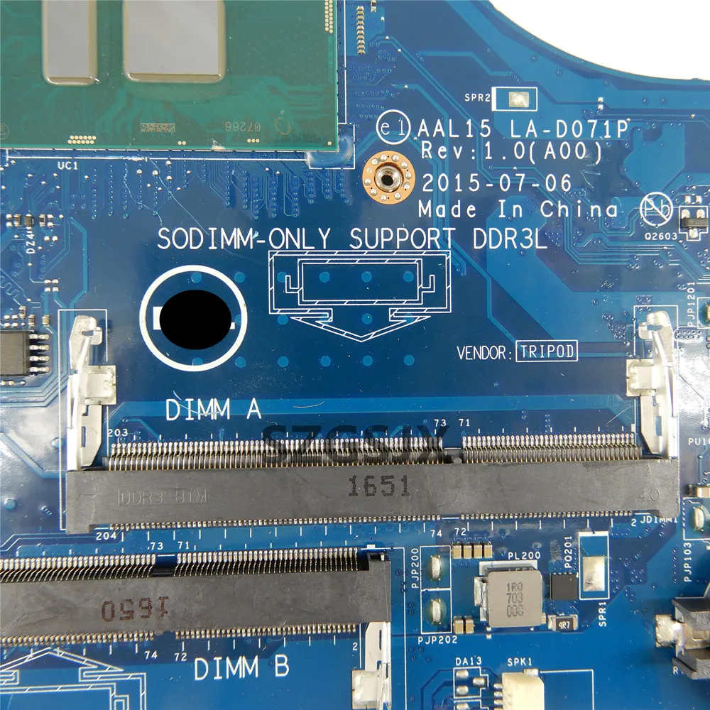 FÜR DELL Inspiron 5559 5759 5459 Mainboard LA-D071P, SR2EZ i7-6500U CN-0RV4XN 0RV4XN DDR3 100% arbeits