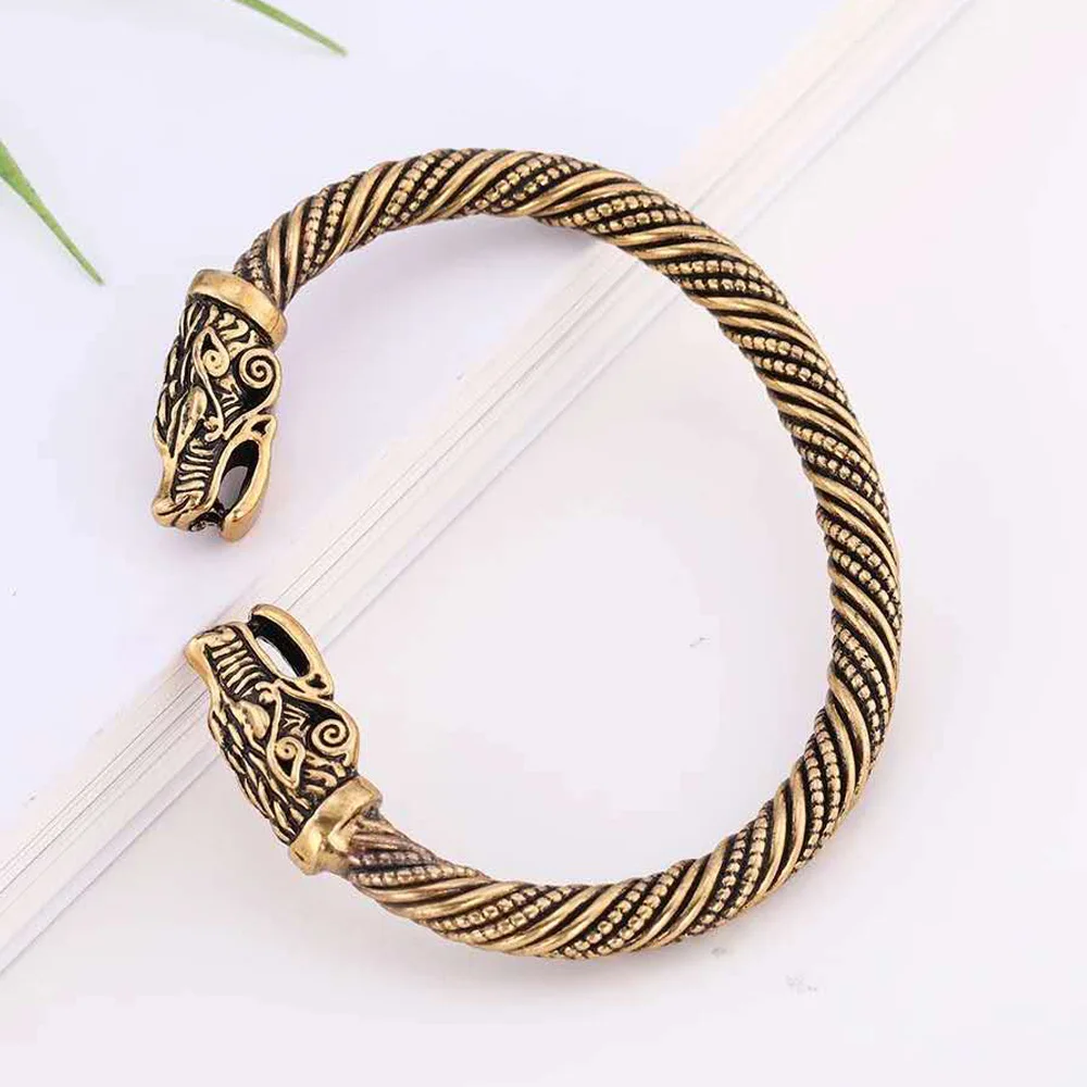 Men Viking Ancient Silver-Plated Fashion Punk Dragon Cuff Bracelet Women Gift Bangle Male Animal Jewelry Dropshipping Wholesale