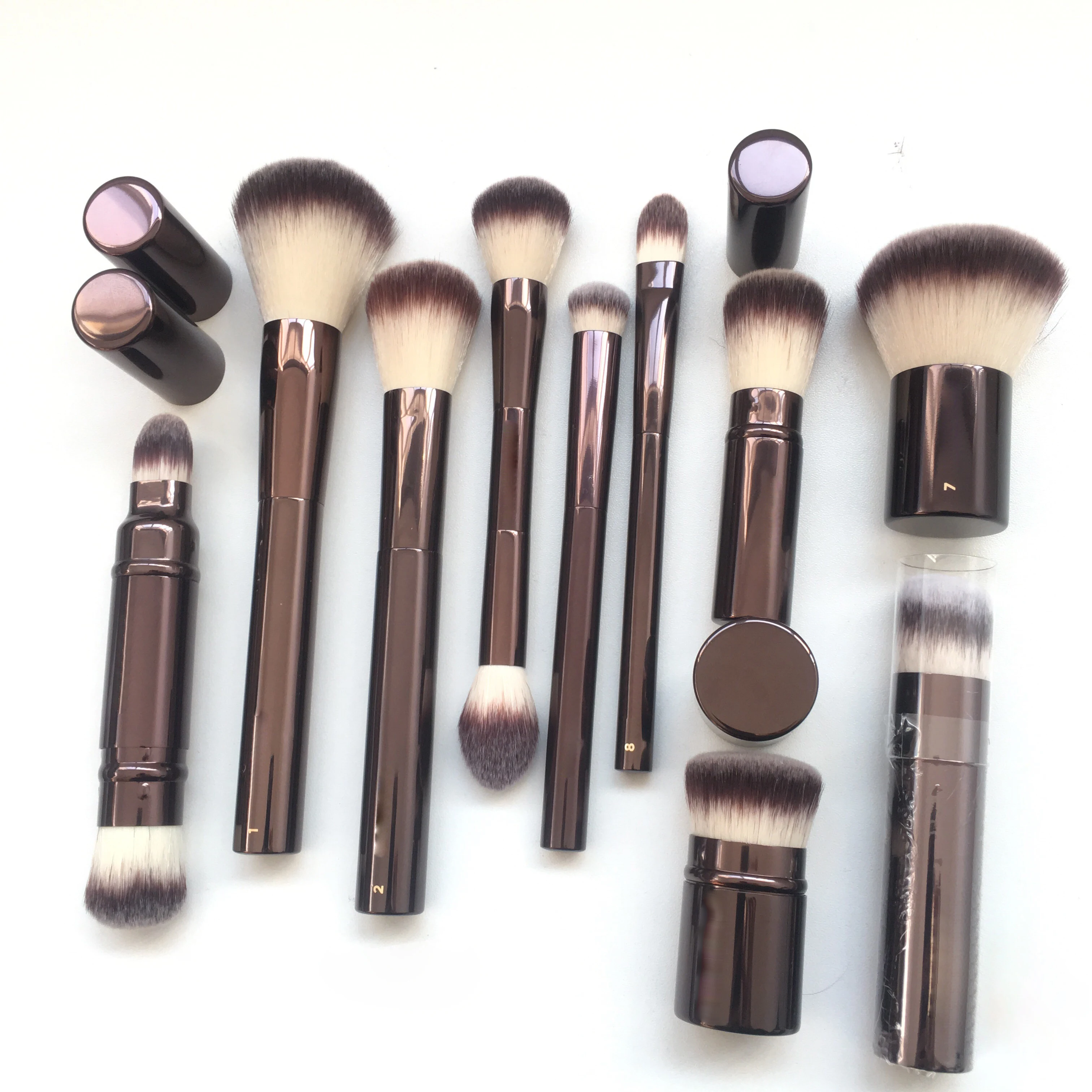 1 ud. Brochas de maquillaje HG Pro, contorno en polvo, colorete, brocha de maquillaje, bronceador resaltador, exquisito mango de metal profesional con caja