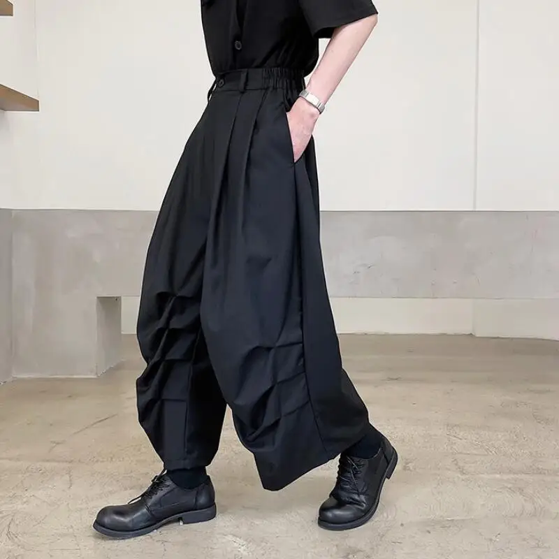 

Men's Summer New Three-Dimensional Tailoring Personality 100 Pleated Loose Wide Leg Pants Fashion Men's Casual Loose Large Pants