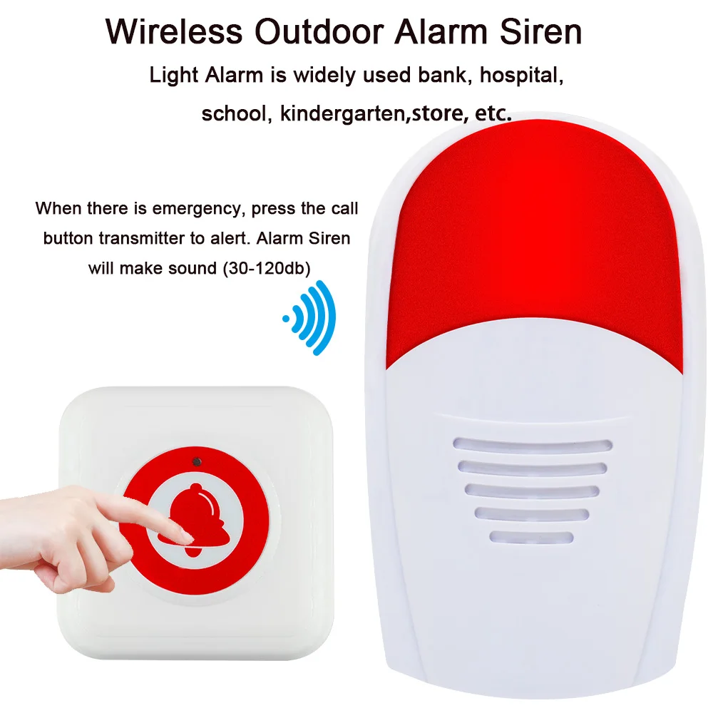 JINGLE BELLS Wireless Emergency Securiy Alarm SOS Waterproof Outdoor 120Db Siren Buzzer for Home, Hotel, School, Bank, Hospital