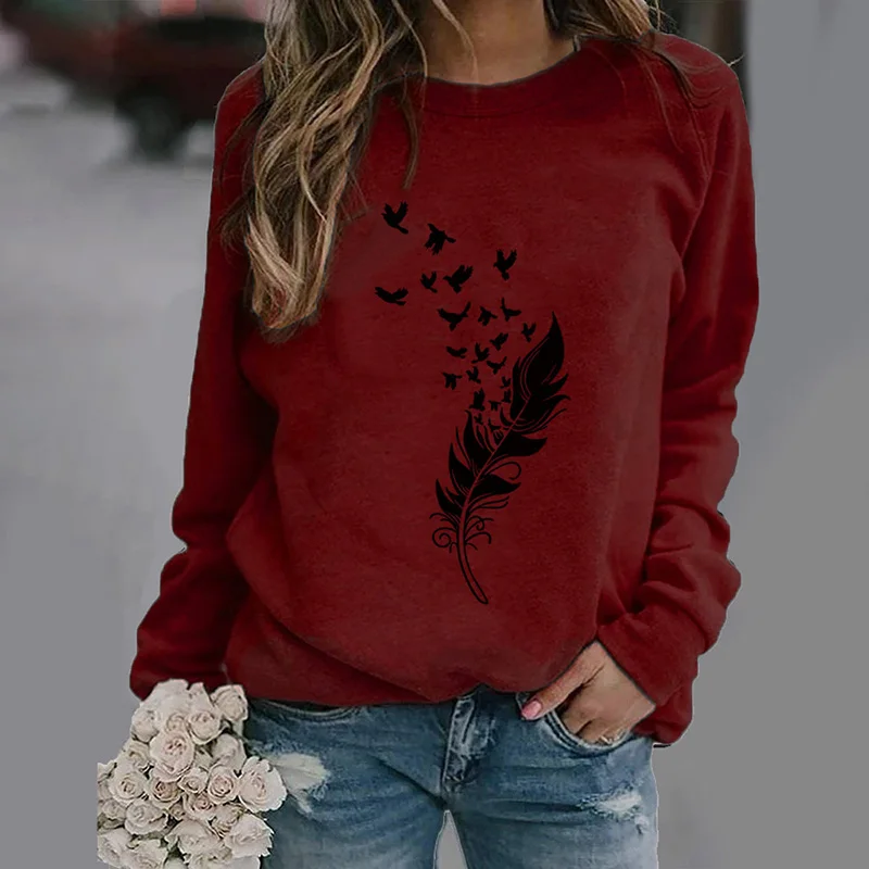 Women S-3XL Fashion Winter Womens Casual Long Sleeve Tops Ladies Print Sweatshirt high quality materials