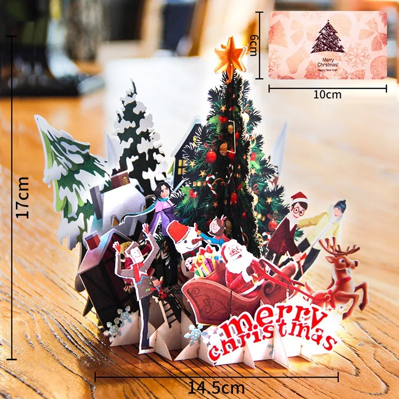 Neue 3D Pop-Up Weihnachtskarten Weihnachtsmann-Einladungskarte Partykarte Kindergeschenke Neujahrs-Dankeskarte Feiertagsgeschenk Postkarte – Detail 13