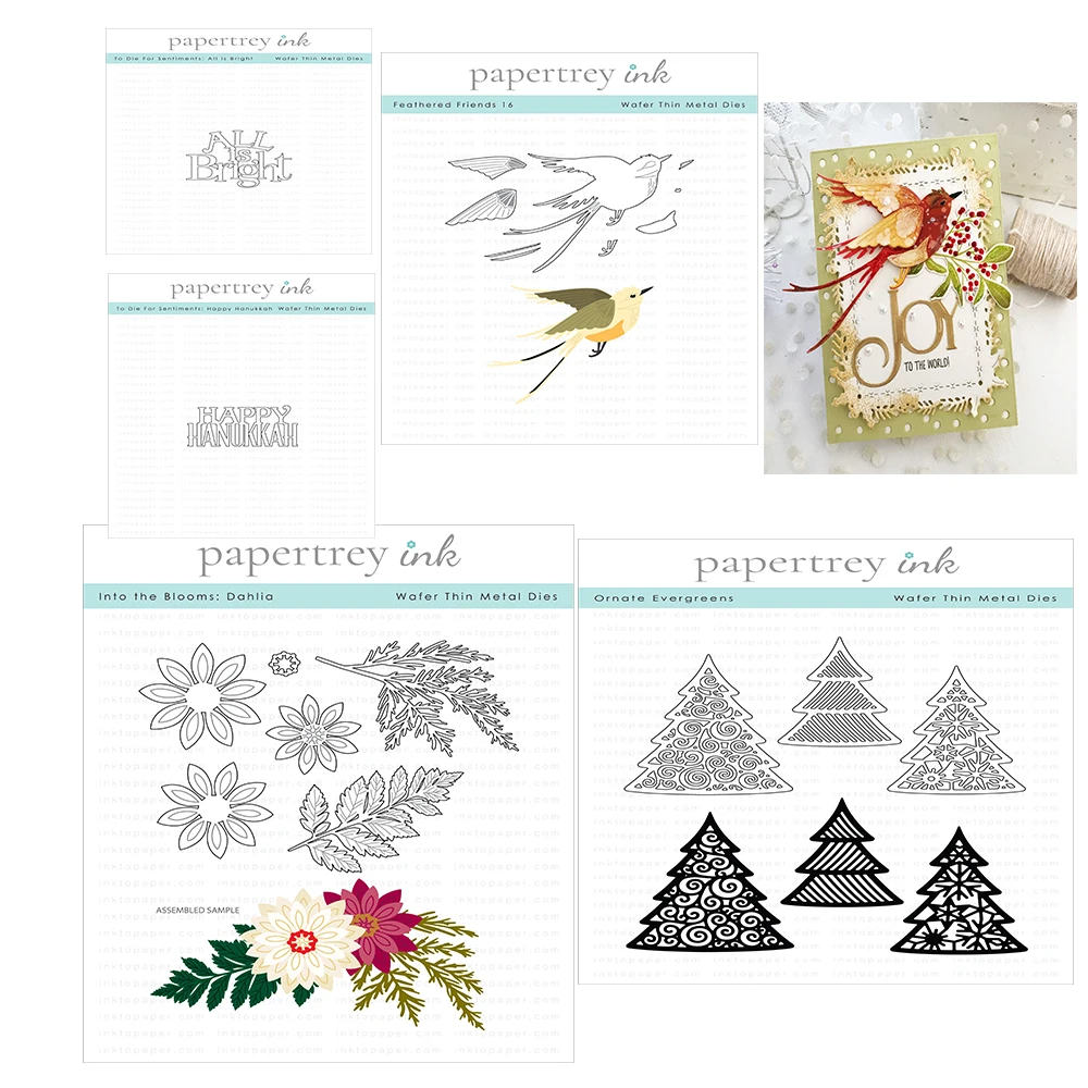 Feathered the Blooms Bright Evergreens 2021 Arrival New Metal Cutting Dies Scrapbook Diary Decoration Stencil Embossing Template