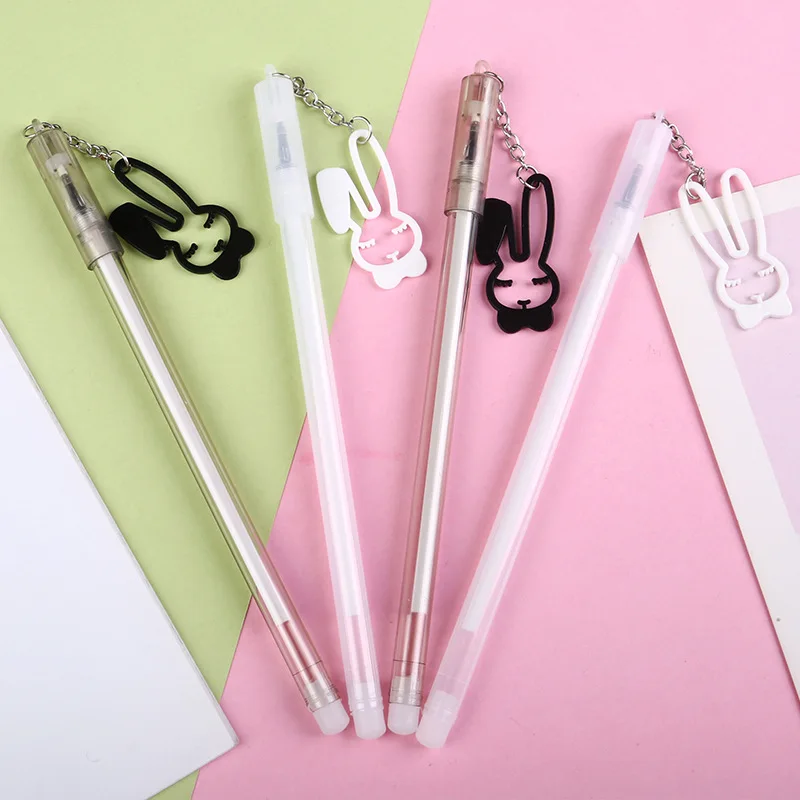 

50pcs Cute Pendant Rabbit Neutral Pen Creative Pendant PEN Chain Pen Pupil Black Water Pen Transparent Pole Signature Gel Pens