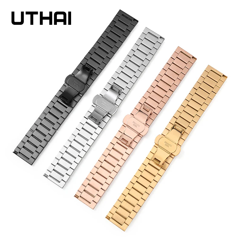 UTHAI P52 Smart Watch for Men Women Band Watchbands Stainless Steel Strap Quick spring bar For Samsung Galaxy Watch 4 Bracelets