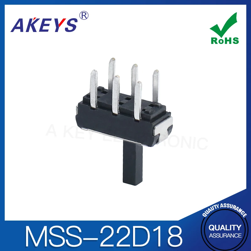 20 قطعة MSS-22D18 6-Pin 2-Pin مستقيم الإدراج الصغيرة تبديل مقبض الارتفاع 2/3 مللي متر صف مزدوج العمودي دبوس انزلاق التبديل 2P2T