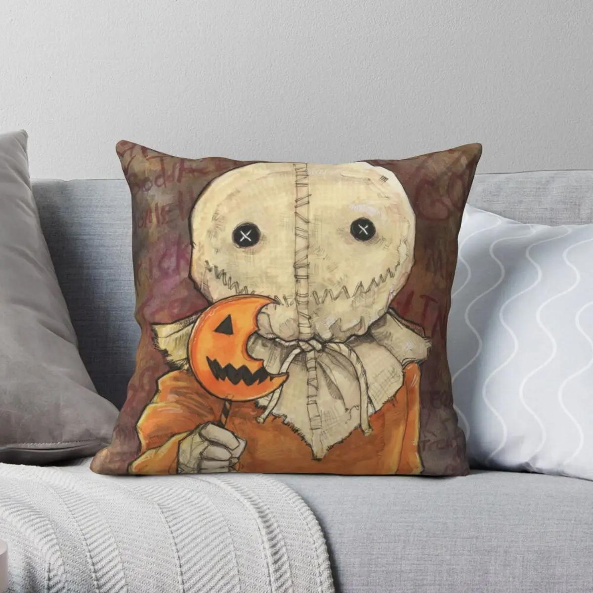 Trick'r Treat Movie Sam Samhain Square Pillowcase Polyester Linen Velvet Printed Zip Decor Car Cushion Cover