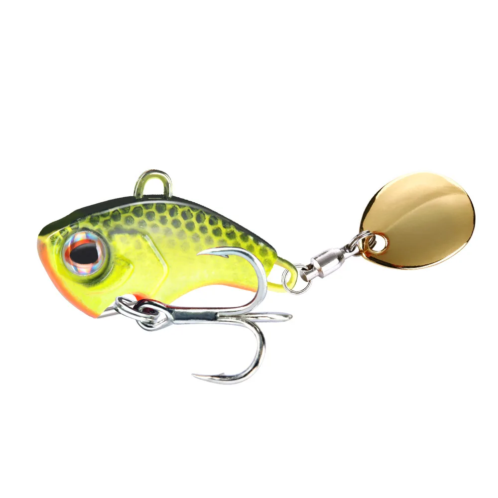 New Arrival 1PCS 7g/10g/14g/20g Metal VIB Fishing Lure Spinner Sinking Rotating Spoon Pin Crankbait Sequins Baits Fishing Tackle