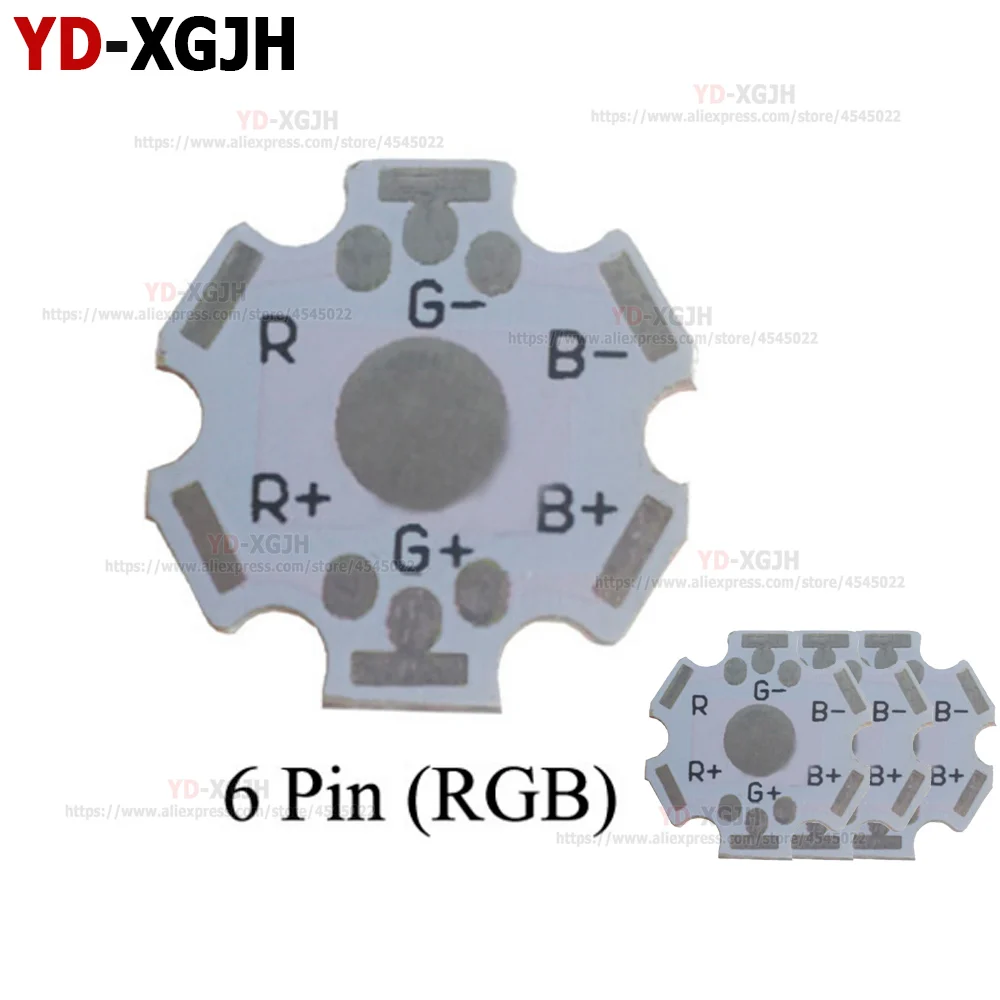 

6Pin RGB 20 мм светодиодный алюминиевый теплоотвод Базовая пластина теплоотвод Звездная печатная плата DIY для 1 Вт 3 Вт 5 Вт Мощный светодиодный светильник с бусинами