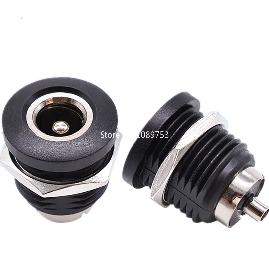 5PCS DC Power Female Socket 5.5*2.1mm 5.5*2.5mm Thread DC Interface JACK DC-022D Socket Black Waterproof Cap DC022D