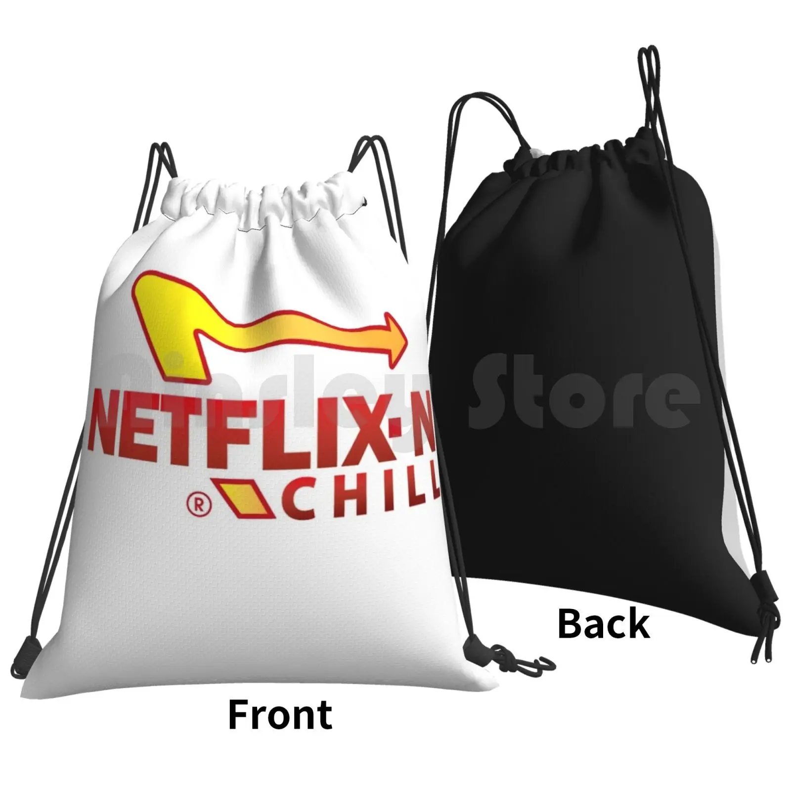 Netflix N' Chill Backpack Drawstring Bag Riding Climbing Gym Bag In N Out Netflix Movies Popular New Womens Mens Trendy