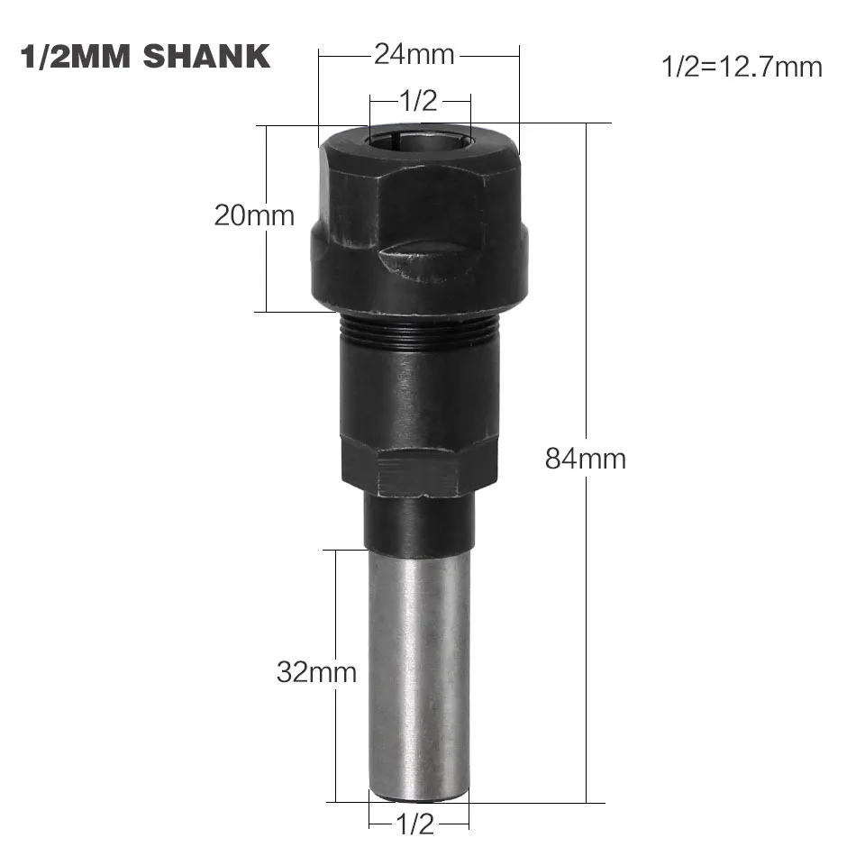 1/4 생크 라우터 비트 콜릿 확장 조각 기계 확장 로드, 트리밍 밀링 커터 목공 도구, "8mm 1/2"