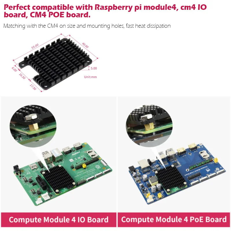 Raspberry Pi CM4 Heatsink Kit, Raspberry Pi Computer Module 4 Heat Dissipation Heat Sink with Thermal Tapes Notched for Antenna