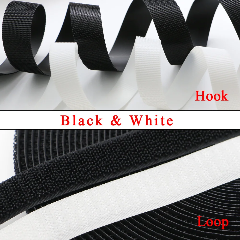 5meter 20-100mm High Quality Strong Non-Adhesive Hook Loop Fastener Tape Strip Nylon Sticker Adhesive for Sewing DIY No Glue