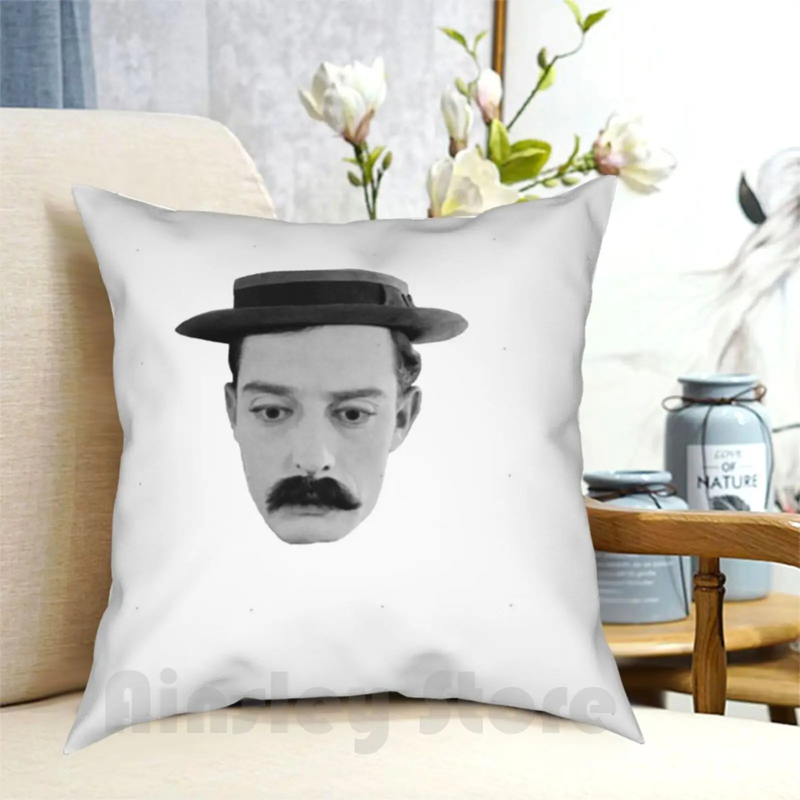 Sherlock Jr.-Head Pillow Case Printed Home Soft DIY Pillow cover Sherlock Sherlock Jr Buster Keaton Buster Keaton Films