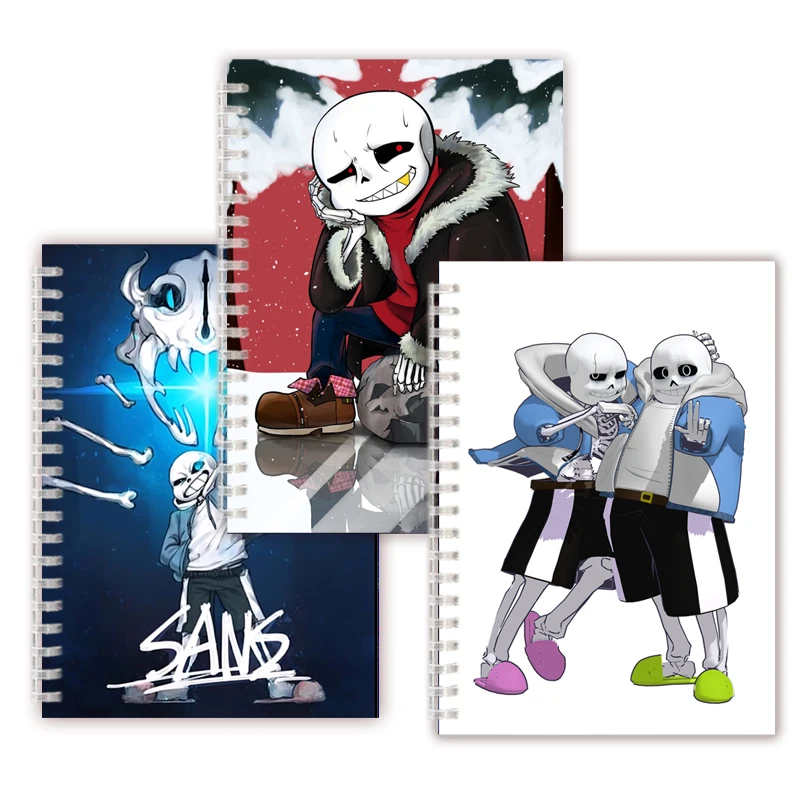 Undertale Sans Spiral halka yeniden kullanılabilir dizüstü Cosplay şekil Tpu Doggo papirüs Gaster Blaster not defteri not defteri planlayıcısı