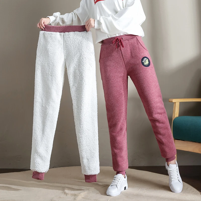 

Autumn Winter Harem Warm Pants Women's Thick Velvet Cashmere Sports Pants Candy Color Women Loose Winter Causal Women Trousers