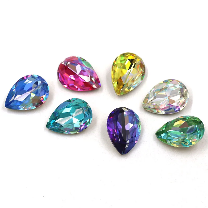 Jewelry Making High Quality Crystal Laser Teardrop Shape Glass Pointback Rhinestones Diy Clothing/Necklace/Wedding Decorations