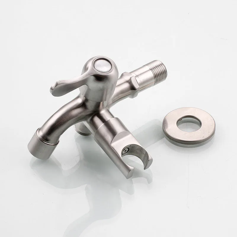 Bathroom Water Tap & Bidet Sprayer Kit. Stainless Steel Wash Machine Tap With Toilet Bidet Faucet With Independent Switch