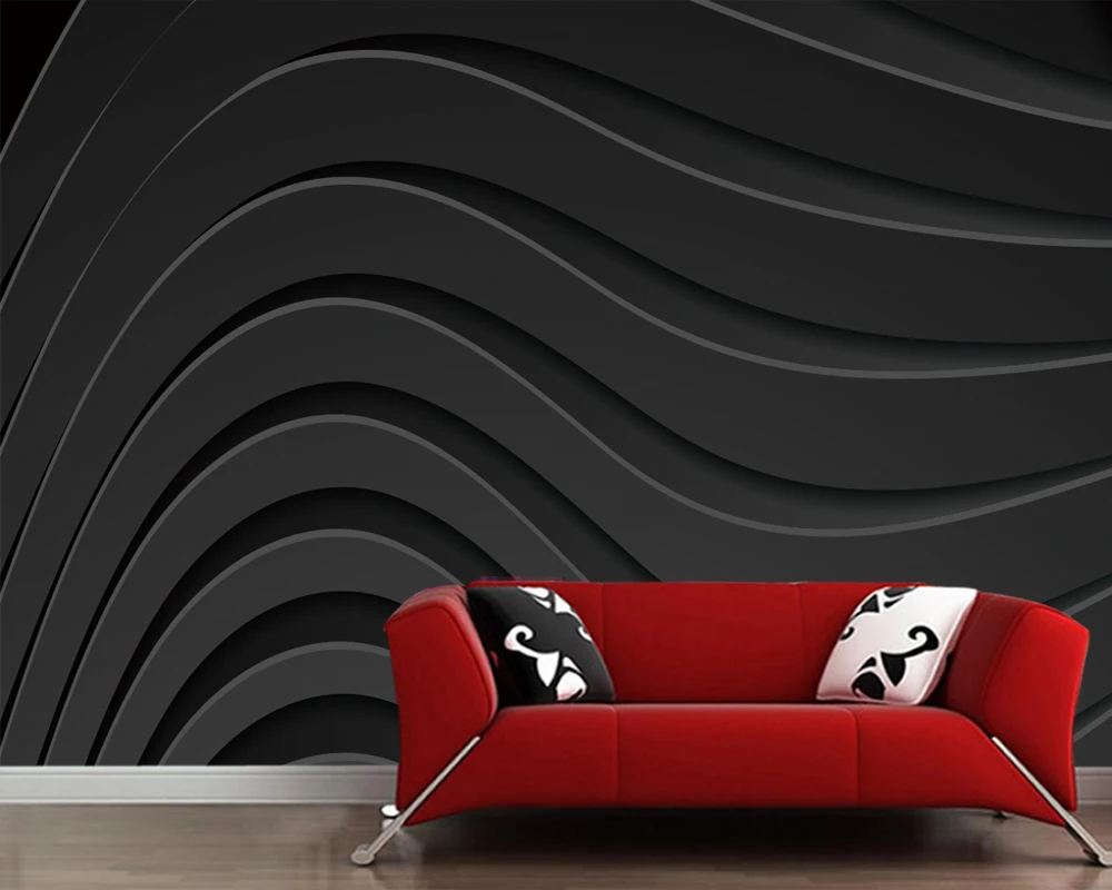 

Self-adhesive PVC wallpaper wavy line abstract mural used for background decoration of living room bedroom children room