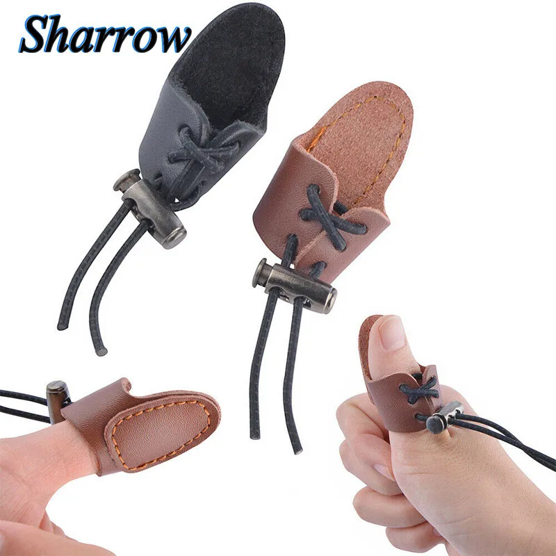 

1pc Archery Cow Leather Finger Guard Longbow Recurve Bow Shooting Thumb Ring Protective Gear For Outdoor Hunting Accessories