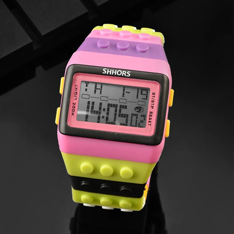 

SHHORS Women Girls Watches Fashion Plastic Led Digital Watches Ladies Rainbow Watch Electronic Wristwatches reloj mujer 2021