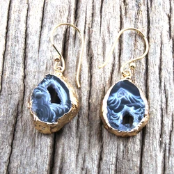 RH Fashion Jewelry Natural Stone Irregular Druzy  Drop Earrings For Women Earring