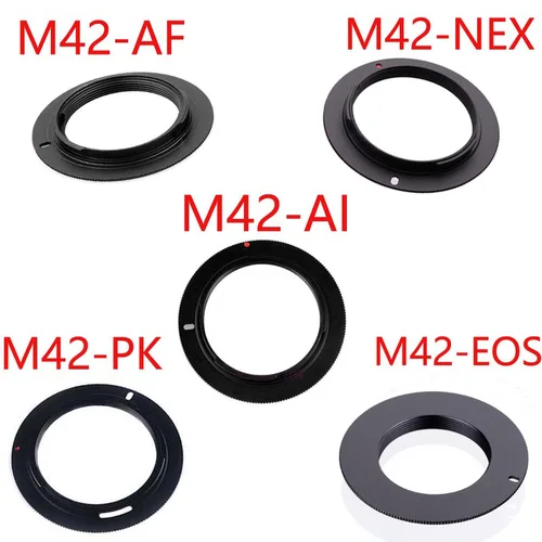 50 개/몫 M42-EOS M42-AI M42-AF 알루미늄 M42 나사 마운트 렌즈 어댑터 캐논 니콘 소니 펜탁스 카메라 렌즈 M42-PK 