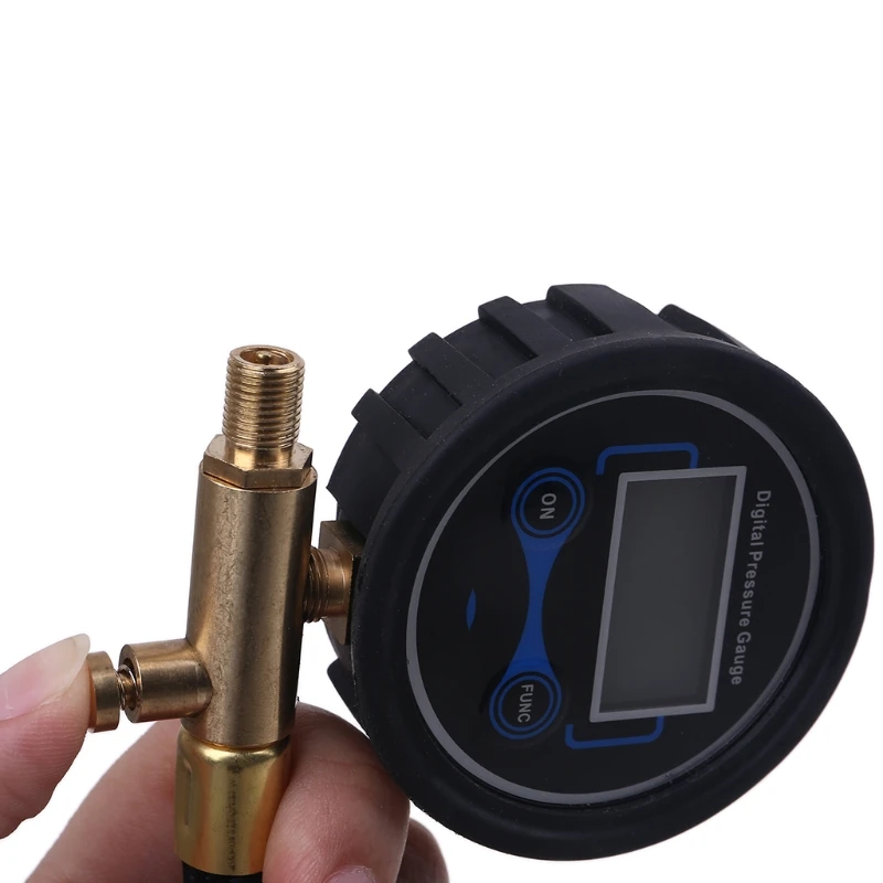 سيارة دراجة نارية ضاغط الهواء تضخيم أنبوب خرطوم 200PSI مع الانكماش الرقمية قياس ضغط الإطارات المانومتر انخفاض الشحن