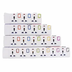 Universal Power Strip 2500W Overload Protection Multiple Extension Sockets Individual Switched Universal Plug Outlets 1.5M Cord