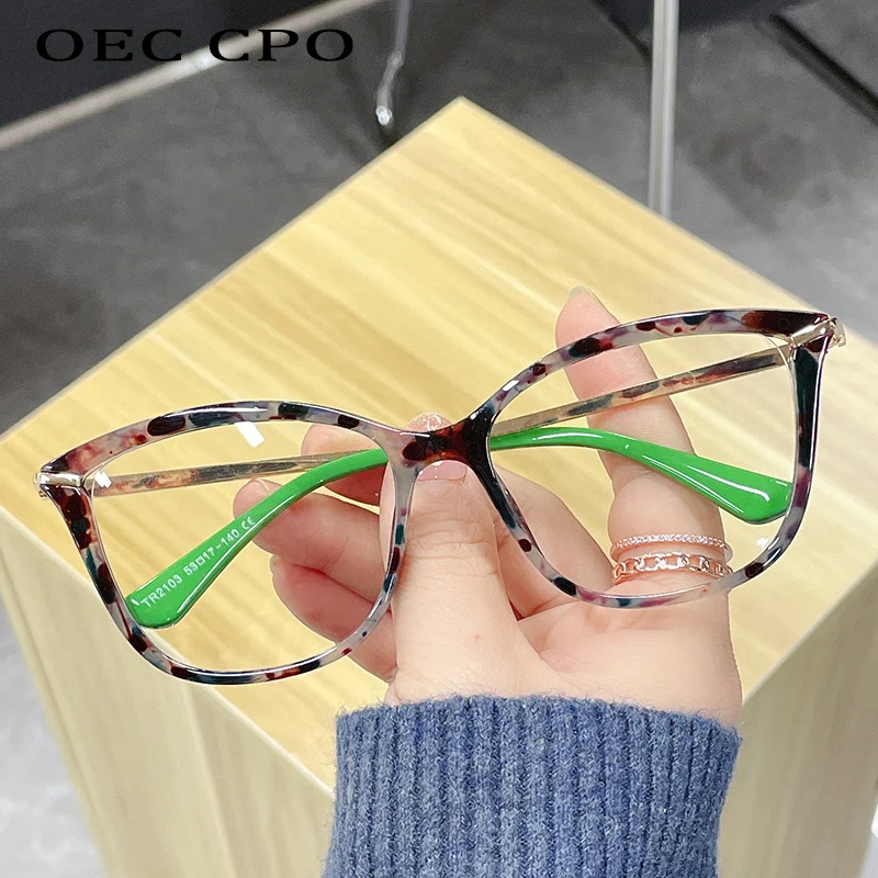 OEC CPO Ladies Cat Eye Optical Glasses Women Transparent Glasses Female Eyeglasses Frame Prescription Clear Spectacle Frame