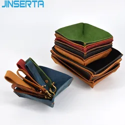 JINSERTA Genuine Leather Storage Box Jewelry Display Plate Cosmetic Organizer Fruit Snack Plate Desktop Sundries Decor Tray