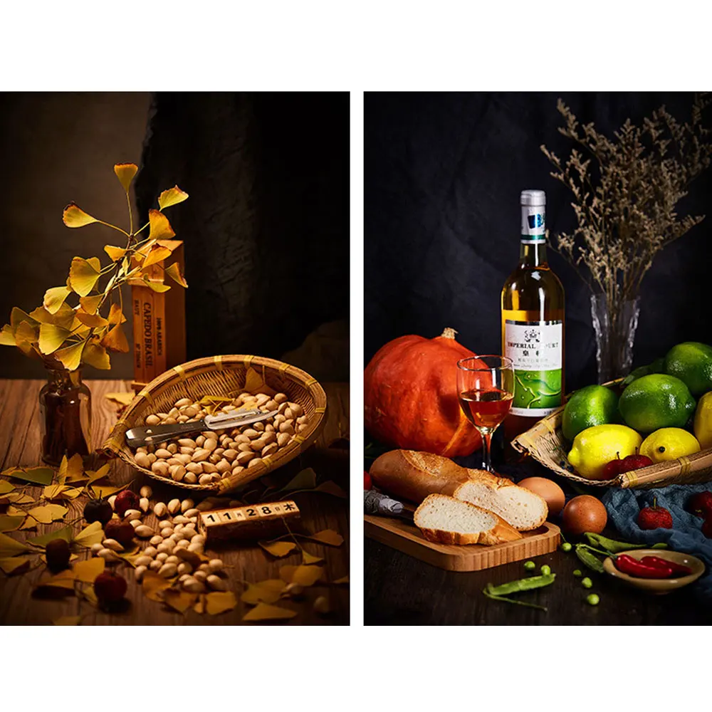 Винтажный фон для фотосъемки с изображением еды, двусторонний деревянный фон, реквизит для фотосъемки, Набор декоративных реквизитов для студийной видеосъемки