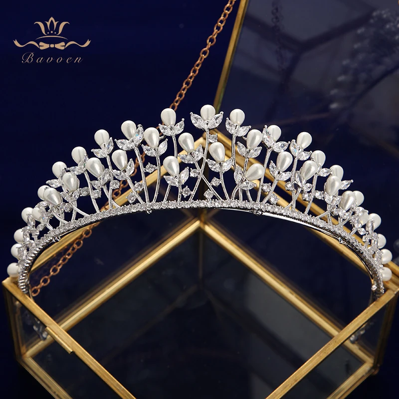 Top quality Leaves Zircon Brides Tiaras Headpieces Stunning Crystal Crowns Headbands Wedding Hair Accessories Gifts for Bridal