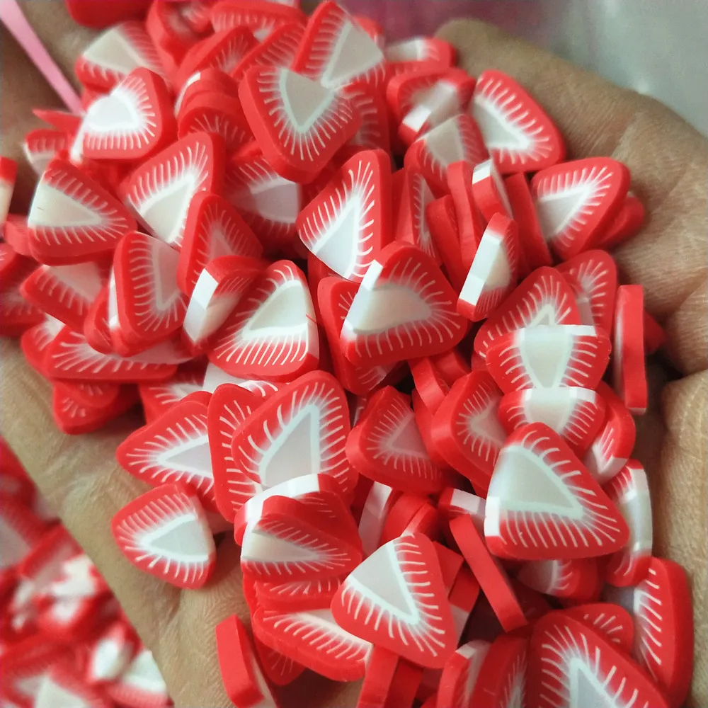 20g/lot 1cm Sliced Strawberry Polymer Clay for DIY Crafts Tiny Cute plastic klei Mud Particles Big Fruit